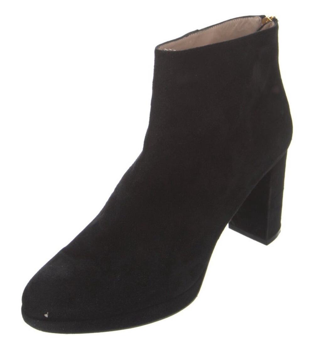 STUART WEITZMAN Martine Shoe Ankle Bootie Black Suede Back Zip Tassel Size 10.5